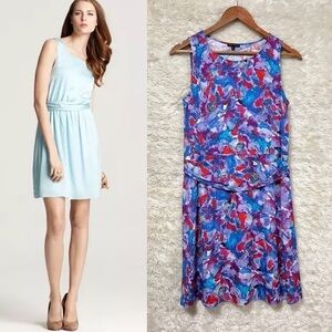 Theory Harida Perplexing Print Silk Watercolor Sleeveless Dress